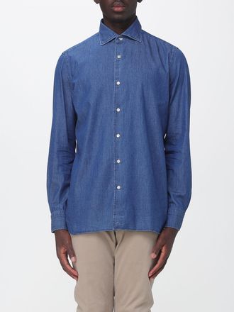 Borrelli Napoli Camicia Luciano in cotone con collo francese e maniche lunghe