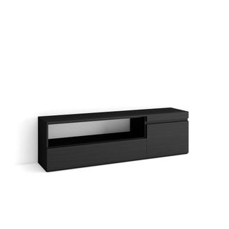 Skraut Home Mueble tv efecto madera negro 150x35x45cm