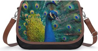 Generic Peacock Displaying Plumage Fashion Womens Crossbody Bags Novelty Handbag Shoulder Bag Purse