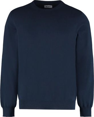 THE (ALPHABET) The (Knit) - Katoenen trui met ronde hals - Heren - Ronde hals truien - Blauw - XL - Katoen - Truien & Vesten