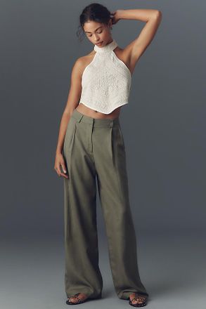 Lioness Petite La Quinta Linen Blend Pleated Pants