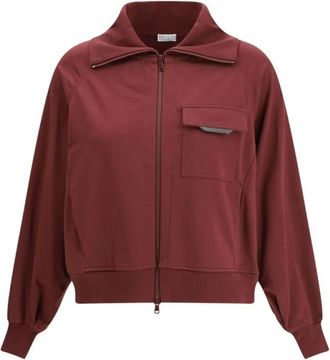 Brunello Cucinelli Jassen, Dames, Rood, S, Katoen, Cotton Cardigan