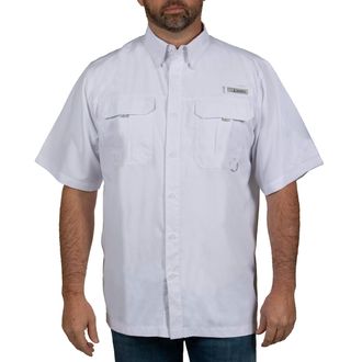 Habit Outdoors Mens Fourche Mountain Short Sleeve River Guide Fishing Shirt - UPF 40+ UV Protection, Bright White, XXXXL