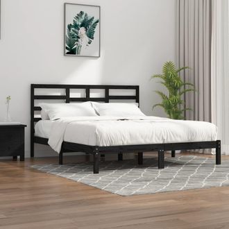 vidaXL Vidaxl - Estructura De Cama Sin Colch&oacute;n Madera Maciza Negro 200x200 Cm