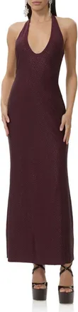 AFRM Rhinestone Halter Open Back Cocktail Dress in Vineyard at Nordstrom, Size X-Large