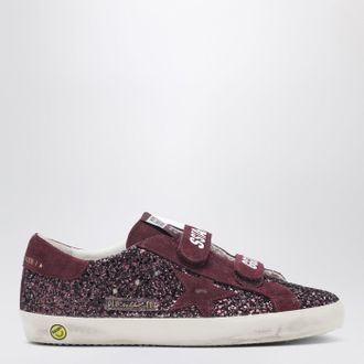 Golden Goose Sneaker Old School in glitter bordeaux