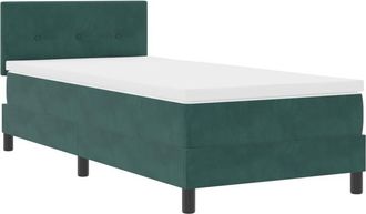 vidaXL Box Spring Bed with Mattress Dark Green 90 x 190 cm Fabric Vidaxl