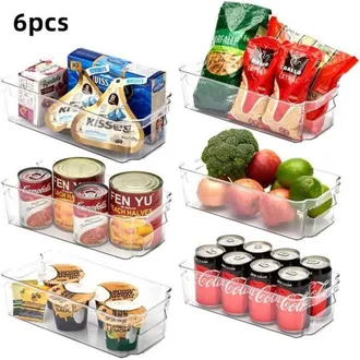 OEM Juego De 6 Cestas De Almacenamiento Para Nevera, Organizador De Cajas De Almacenamiento Para Armarios Y Encimeras De Cocina