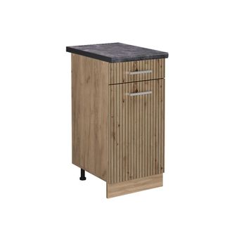 Vicco Mueble Bajo De Cocina R-line, Roble Artesanal, 40 Cm, Et Antracita