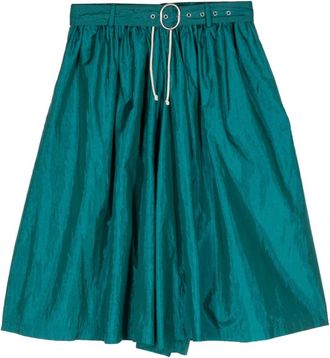 Jil Sander wide-leg belted shorts - women - Polyamide/Silk - 32 - Green