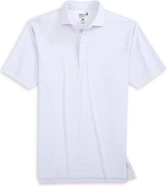 Johnnie-O Mens Vic Striped Polo Shirt In Porto Pink