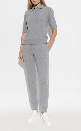 Balmain Wool Trousers With Logo, Womens, Grey