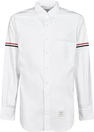 Thom Browne Button-Down Oxford Shirt with Striped Armbands