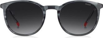 HUGO BOSS Panthos 53mm Round Sunglasses in Grey Horn/Dark Grey Sf at Nordstrom