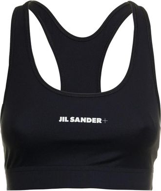 Jil Sander Zwarte zwarte stretch top met logo - Dames - Sport BHs - Zwart - S - Fitness