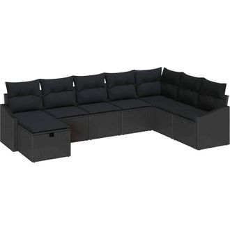 vidaXL Garden Sofa Set with Cushion with Storage 8 pcs Poly Rattan vidaXL
