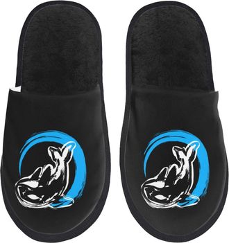 Generic Furry Slippers Killer Whale Orca Home Slippers Unisex Casual House Shoes For Party Women Indoor M