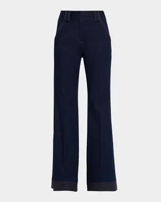 Veronica Beard Lancelor High-Rise Wide-Leg Jeans