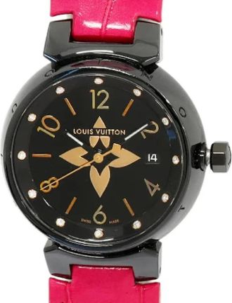 Louis Vuitton Pre-owned Tambour Roestvrij staal - Dames - Vintage Horloges - Zwart - ONE Size - Vintage