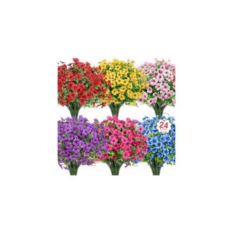 OEM 24 Ramos De Flores Artificiales Resistentes A Los Rayos Uv, Aptas Para Decoraci&oacute;n De Interiores Y Exteriores Con Un Aspecto Sedoso Similar Al Pl&aacute;stico