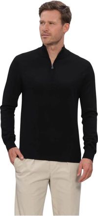 Profuomo Heren Truien Vesten Pullover Half Zip Extrafine Merino - Heren - Vesten met rits - Zwart - XL - Hoodies & sweatvesten