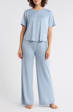 Yogalicious T-Shirt & Wide Leg Pants Pajamas in Thunderstorm at Nordstrom Rack, Size Xx-Large