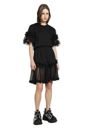 Comme Des Gar&ccedil;ons Spliced Wool and Tulle Shorts