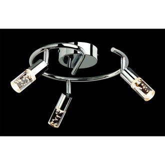 Netlighting Focus LED 3 Light Spiral Semi Flush Multi Arm Ceiling Chrome Clear Acrylic Bubble Shade