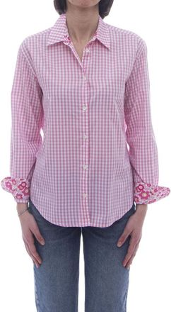 MC2 Saint Barth Gingham Check Long-Sleeved Shirt with Floral Cuffs