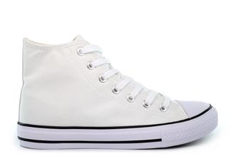 Generic Womens Classic Hi Top Canvas Shoes White 5 UK