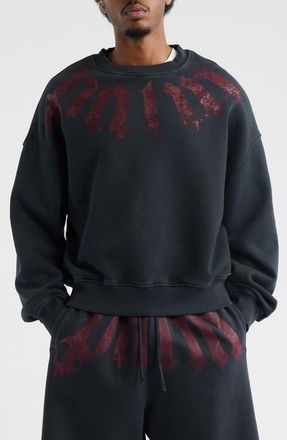 Palm Angels Big Neck Logo Sweatshirt in Black Burgundy at Nordstrom, Size Xx-Large