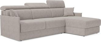 Divani.Store Miryam Sof&aacute; Cama Esquinero Con Reposacabezas Reclinables En Tejido Antimanchas T31 232 Cm Derecho Gris