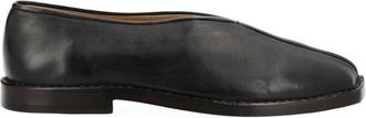 Christophe Lemaire Black Lamb Leather Slippers with Central Seam and Piping Detail