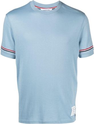 Thom Browne RWB-stripe cotton T-shirt - men - Cotton - 5 - Blue