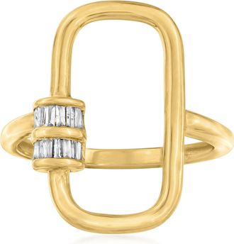 Ross-Simons Tapered Baguette Diamond Oval Carabiner-Link Ring in 18kt Gold Over Sterling