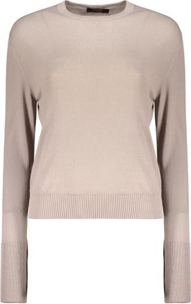 Moorer Elegant Shirt met Lange Mouwen - Dames - Ronde hals truien - Beige - M - Katoen - Truien & Vesten