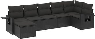 vidaXL Vidaxl - Set De Comedor De Jard&iacute;n 7 Pzas Y Cojines Rat&aacute;n Sint&eacute;tico Negro