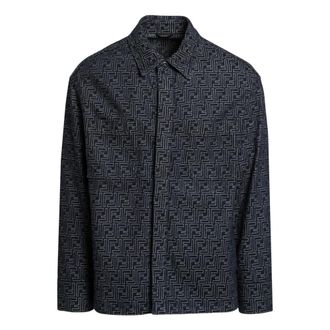 Fendi Blue Monopetto Jackets - male - Fendi - Denim Jackets - Blue - XL - Jackets
