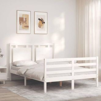 vidaXL Vidaxl - Estructura De Cama Con Cabecero Madera Maciza Blanco 140x190 Cm