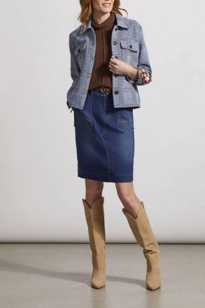 Tribal Cropped Button Front Jacket In &Acirc; Blue Lake