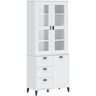 vidaXL Aparador Alto Viken Madera Maciza De Pino Blanco 80x40x190 Cm Vidaxl