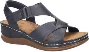 Easy Street Lani Faux Leather Wedge Sandal in Navy at Nordstrom Rack, Size 6.5