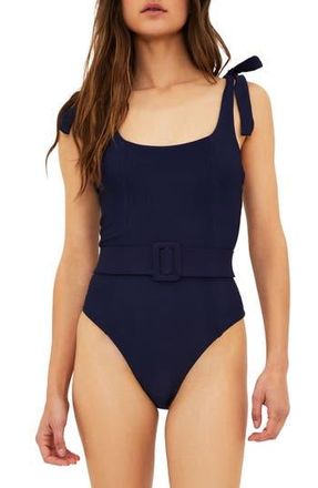 Beach Riot Sydney Belted One-Piece Swimsuit in Navy at Nordstrom Rack, Size Small