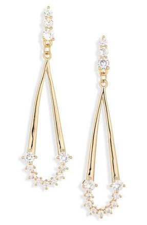 Nordstrom Rack Cubic Zirconia Teardrop Dangle Earrings in Clear- Gold at Nordstrom Rack