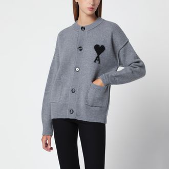 Ami Cardigan Ami De Coeur grigio in lana