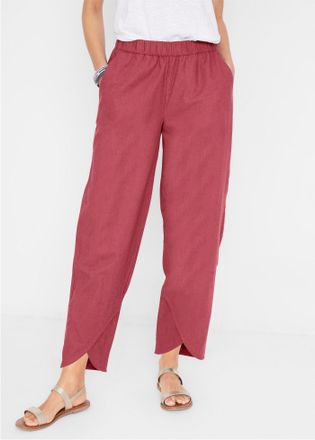 Bonprix 3/4-Hose BONPRIX 3/4-Hose aus leichtem Leinen-Mix, Damen, Gr. 40, N-Gr, rot (marsalabraun), Obermaterial: 55% Leinen, 45% Baumwolle, regular fit, Hose
