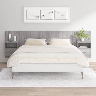 vidaXL Cabecero De Cama Y Mesitas Madera Contrachapada Gris Sonoma Vidaxl