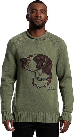L.L.Bean Signature Organic Cotton Rollneck Sweater Fair Isle Mens Clothing Olive Gray Dog : 2XL