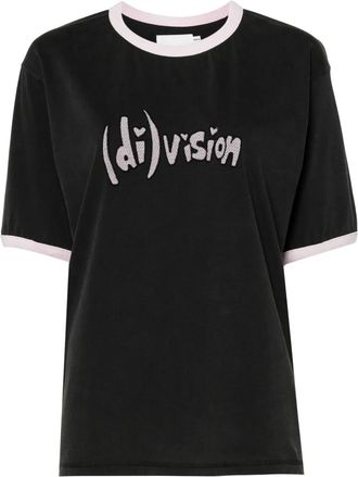 (di)vision logo-embroidered organic cotton T-shirt - women - Organic Cotton - M - Black