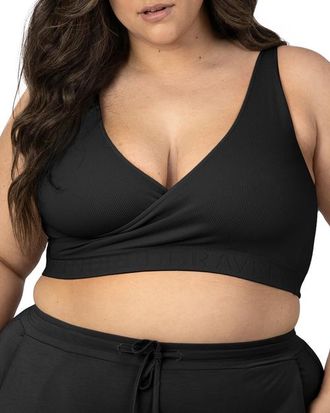 Kindred Bravely Busty Sublime Adjustable Crossover Nursing & Lounge Bra -Sizing Options from E-I Cup in Black at Nordstrom, Size X-Large G